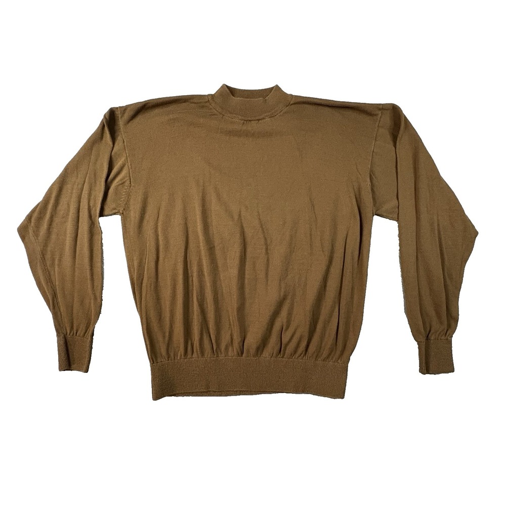 Tulliano Men's XL Brown Silk Cotton LS Mock Neck Sweater Hong Kong SEE DESCRIPTI